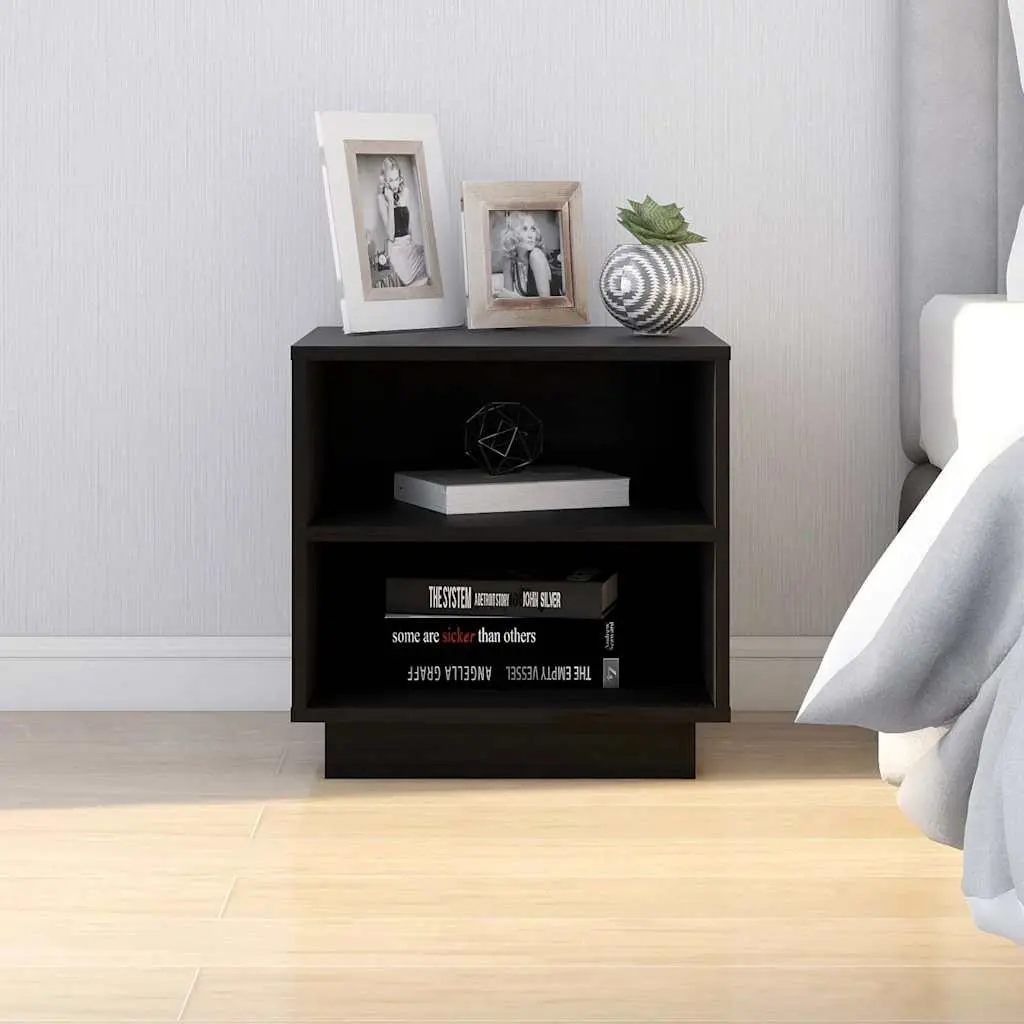 Bedside Cabinets 2 pcs Black 40x34x40 cm Solid Wood Storage Side Tables