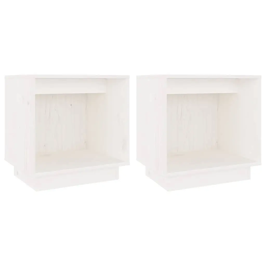 Bedside Cabinets White Set of 2 40x30x40 cm Storage Side Tables Nightstand
