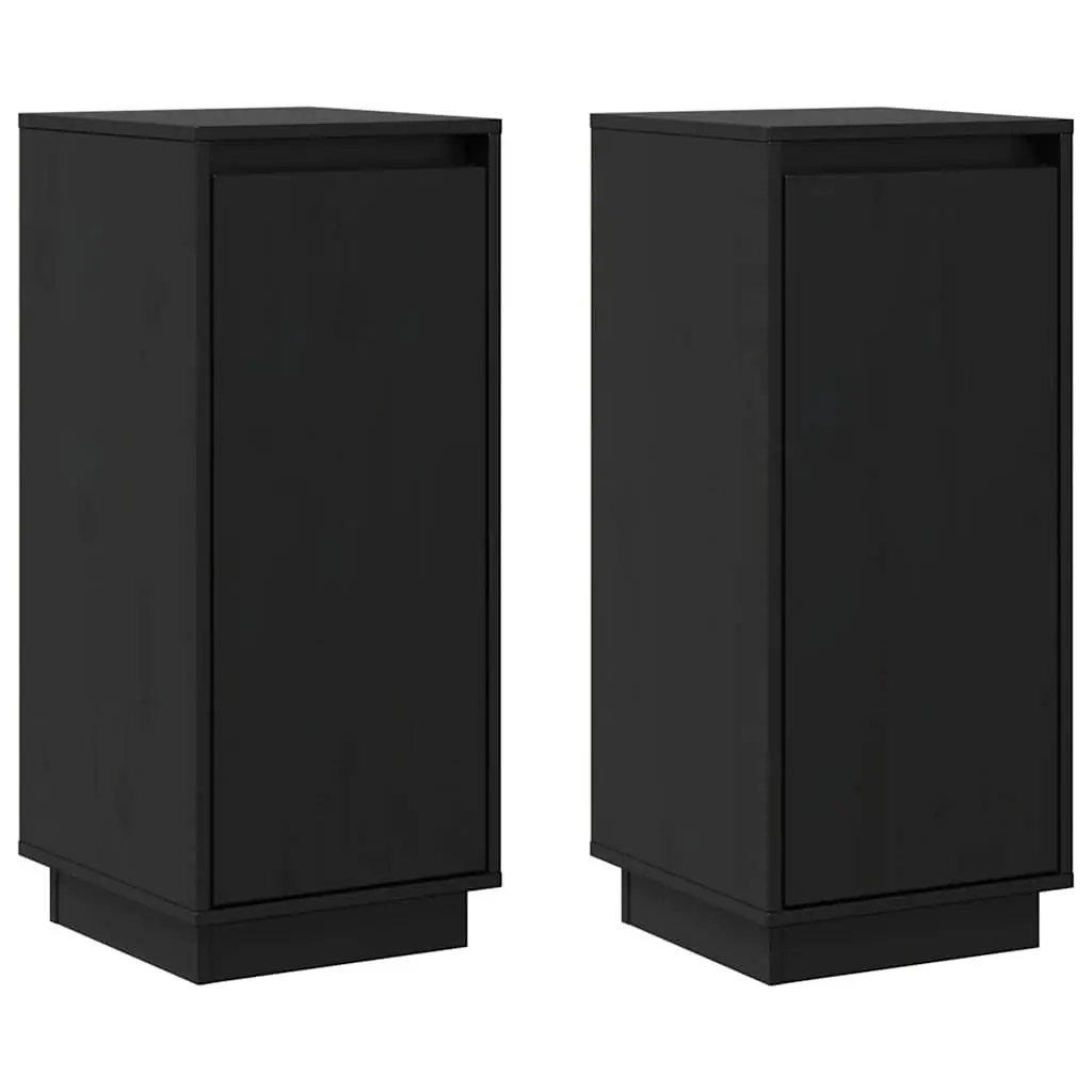 Sideboard Cabinet Black Solid Wood Storage 31.5x34x75cm Living Room Furniture