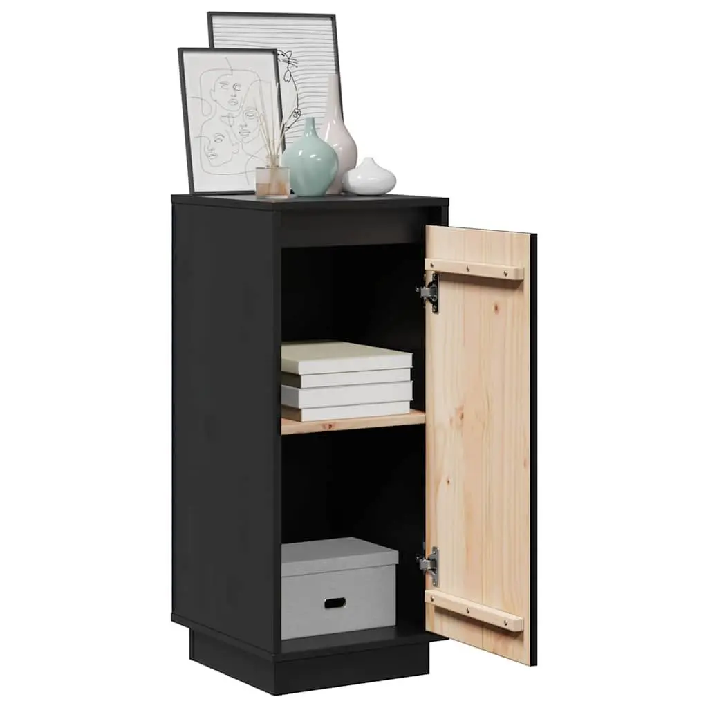 Sideboard Cabinet Black Solid Wood Storage 31.5x34x75cm Living Room Furniture