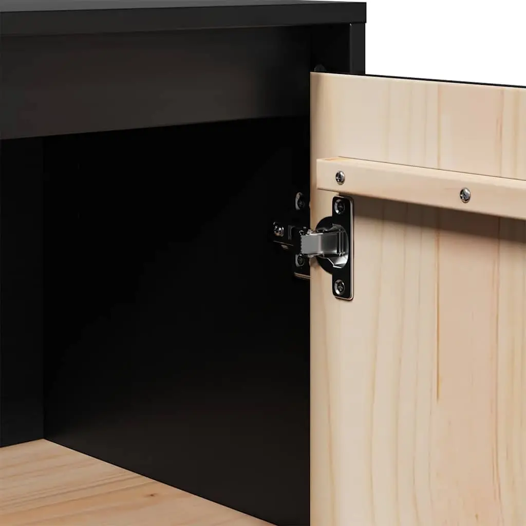 Sideboard Cabinet Black Solid Wood Storage 31.5x34x75cm Living Room Furniture