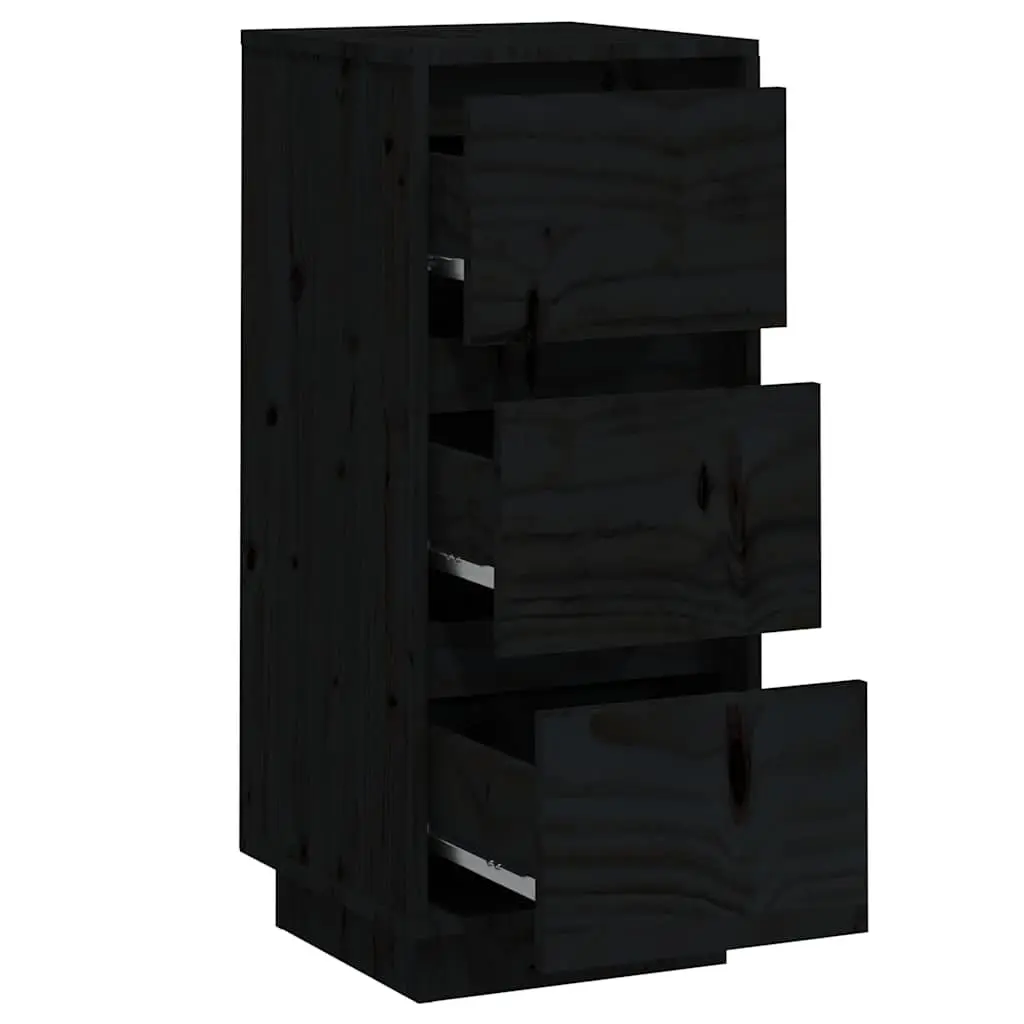 Solid Wood Sideboards Black 2 Piece Storage Cabinet Pinewood Living Room Furniture