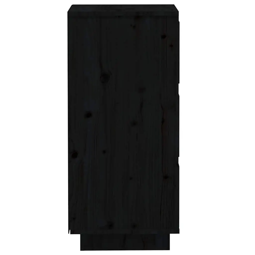 Solid Wood Sideboards Black 2 Piece Storage Cabinet Pinewood Living Room Furniture