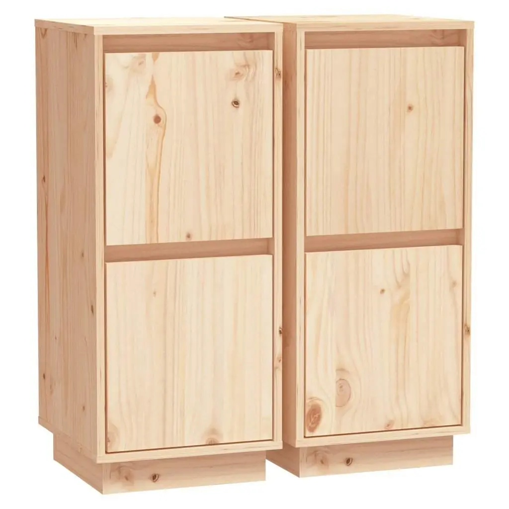 Sideboard Cabinet Solid Wood Pine 2 Door Storage Furniture Set Brown
