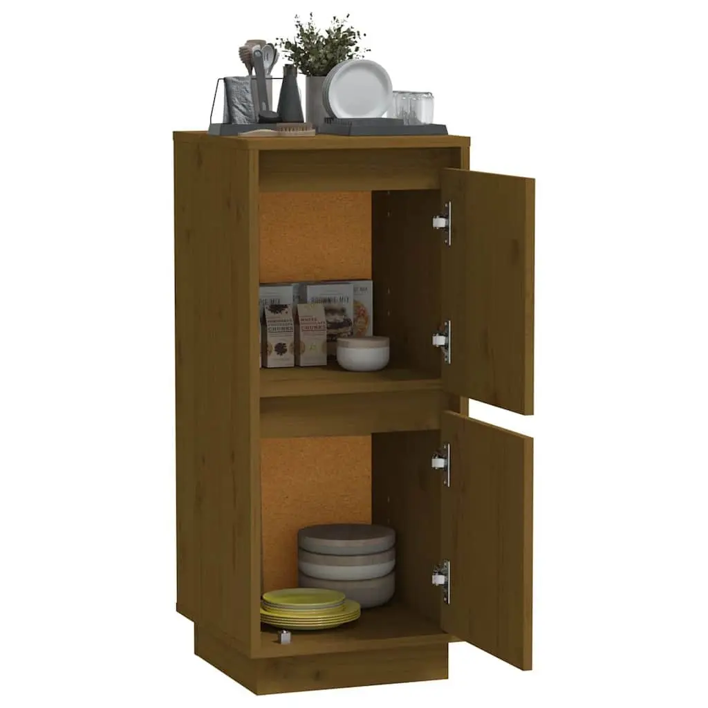 Wooden Sideboard Cabinet 2 Door Pine MDF Brown Storage Furniture 31.5x34x75 cm