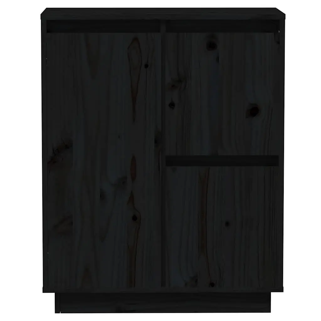 Sideboard Cabinet Black 3 Door 60x34x75cm Solid Pine Wood Storage Buffet Furniture