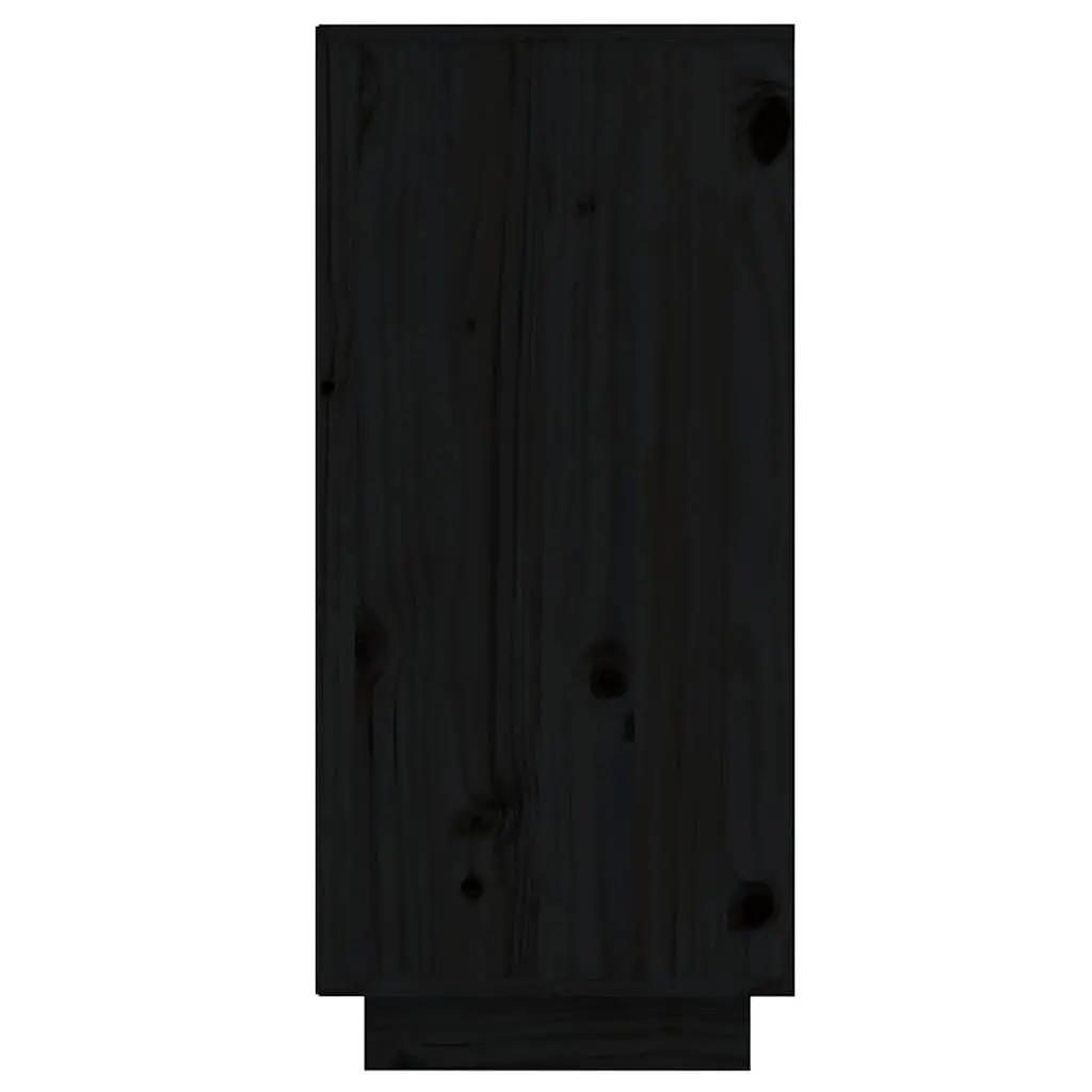 Sideboard Cabinet Black 3 Door 60x34x75cm Solid Pine Wood Storage Buffet Furniture