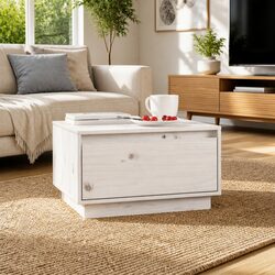 Coffee Table White Wooden Storage Drawer Centre Table Living Room Furniture
