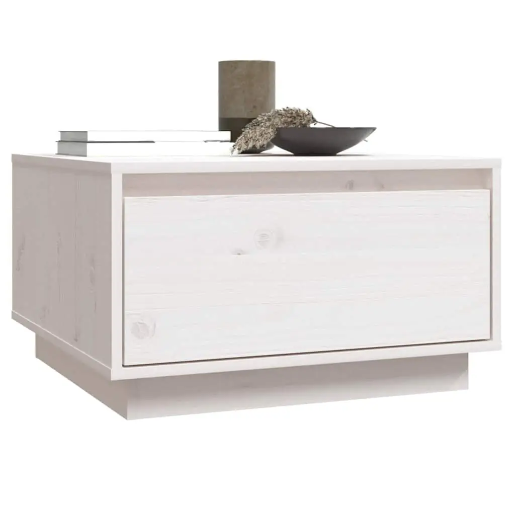 Wooden Coffee Table White Storage Drawer 55 x 56 x 32 cm