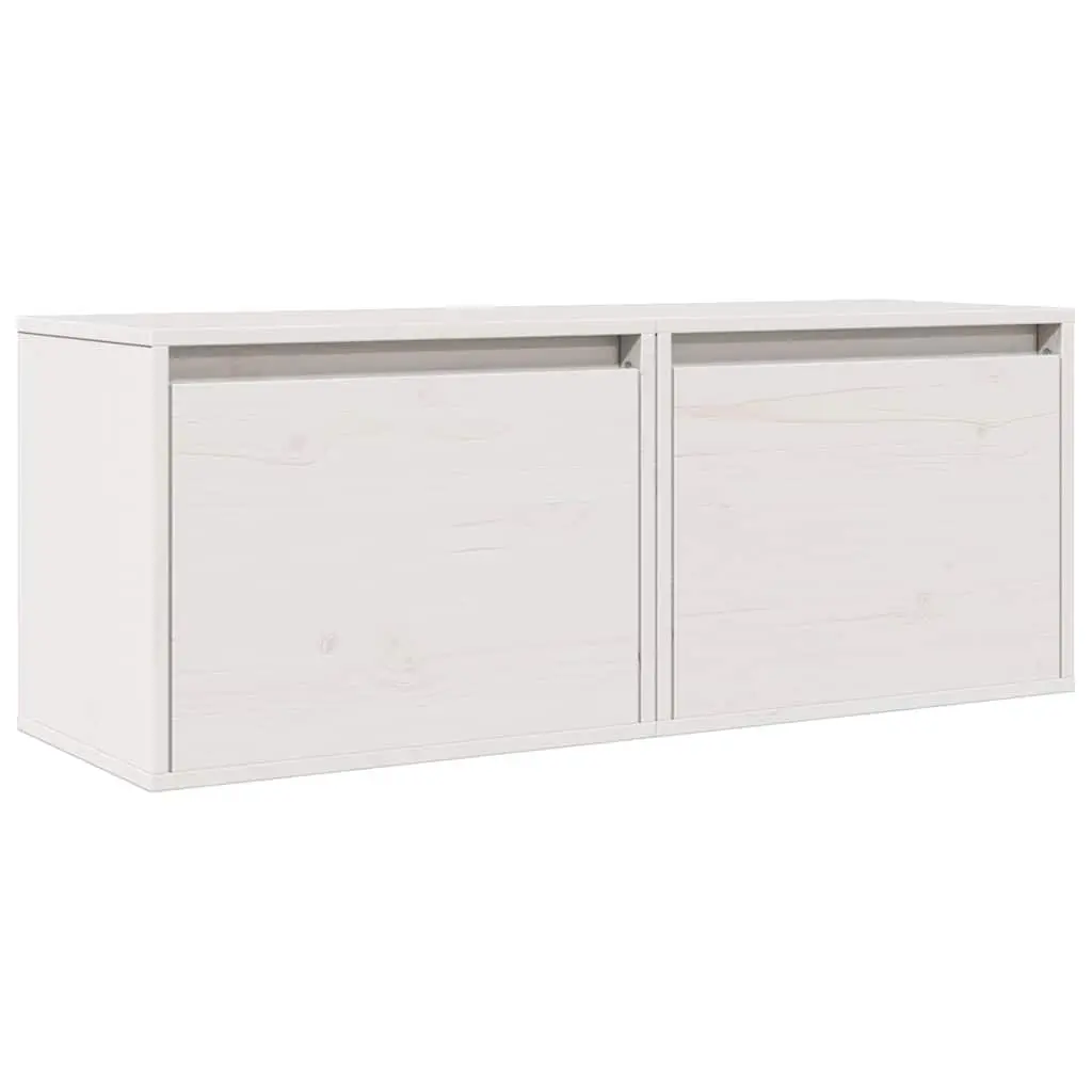 Wall Cabinets 2 pcs White 45x30x35 cm Solid Pine Wood Floating Storage Shelves