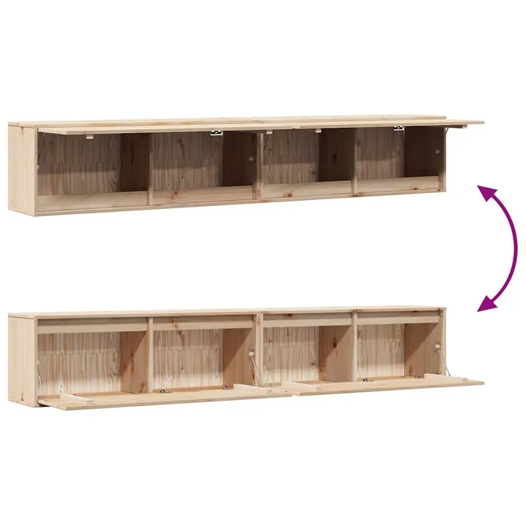 Floating Wall Cabinet Brown Solid Pinewood 100x30x35 cm Storage Unit