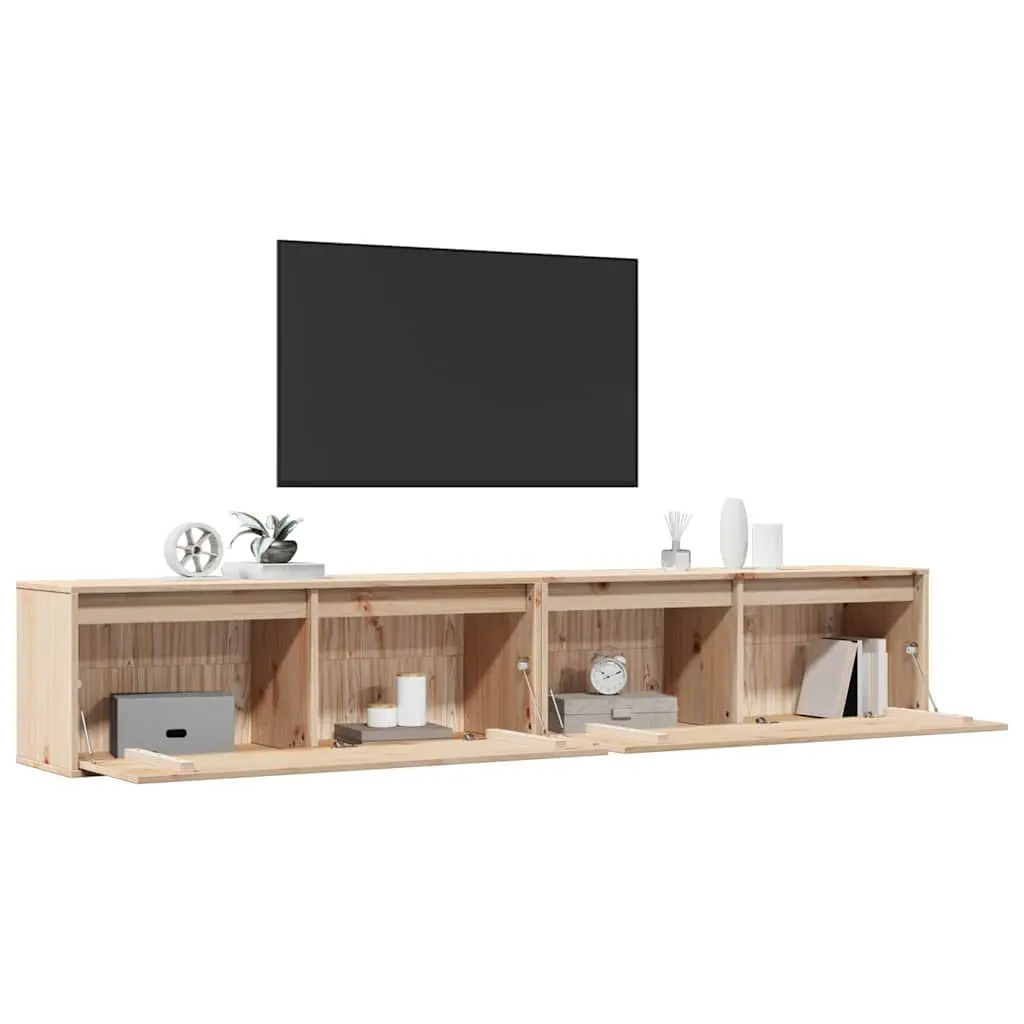 Floating Wall Cabinet Brown Solid Pinewood 100x30x35 cm Storage Unit