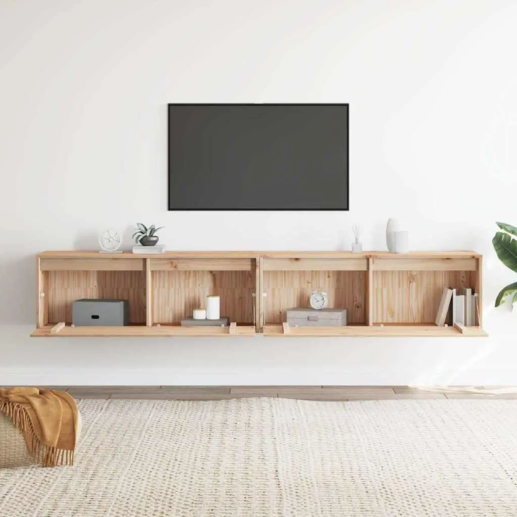 Floating Wall Cabinet Brown Solid Pinewood 100x30x35 cm Storage Unit