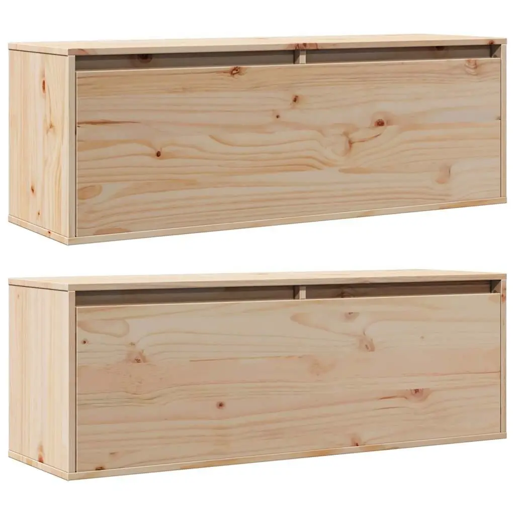 Floating Wall Cabinet Brown Solid Pinewood 100x30x35 cm Storage Unit