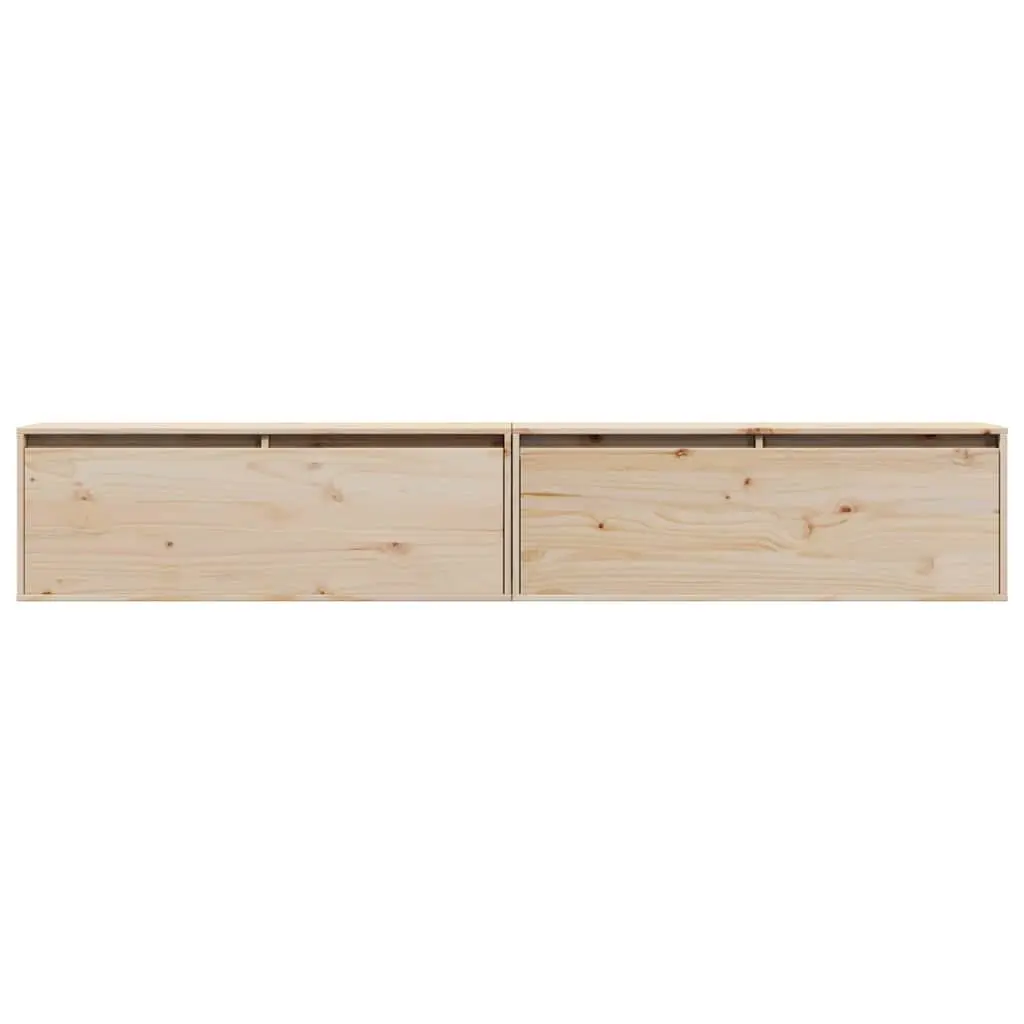 Floating Wall Cabinet Brown Solid Pinewood 100x30x35 cm Storage Unit