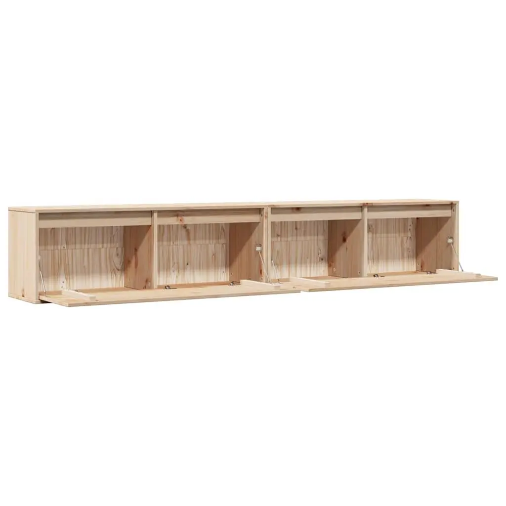 Floating Wall Cabinet Brown Solid Pinewood 100x30x35 cm Storage Unit