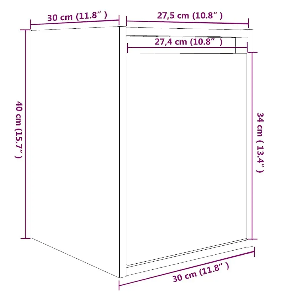 Wall Cabinet 2 Pieces Brown Solid Wood Storage Display Shelving Unit 30x30x40cm
