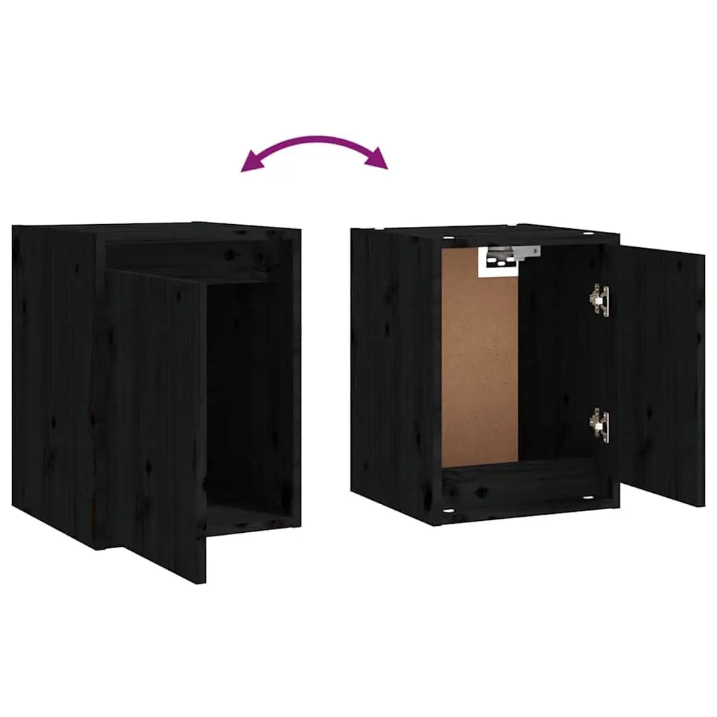 Wall Cabinet 2pcs Black 30x30x40 cm Solid Wood Floating Shelving Storage Unit