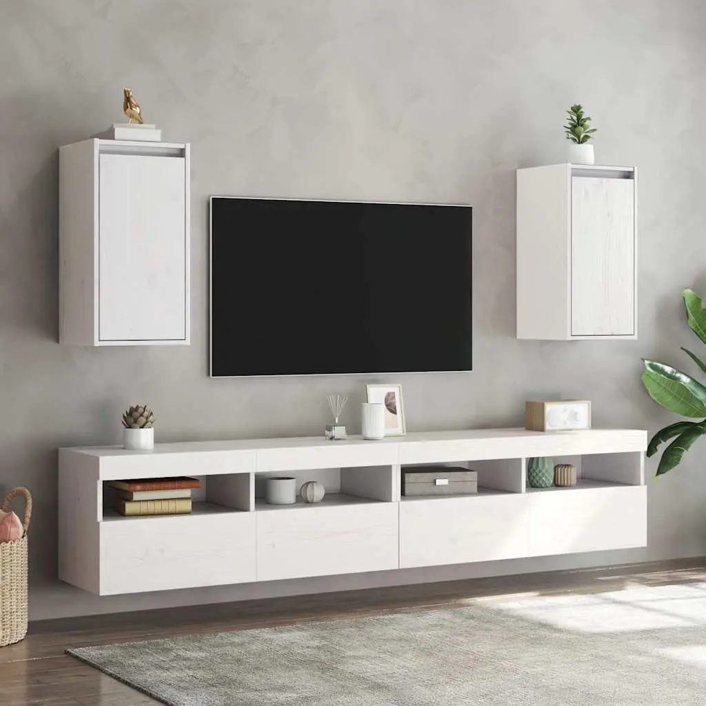 Wall Cabinets 2 pcs White 30x30x60 cm Solid Wood Pine Floating Storage Shelves