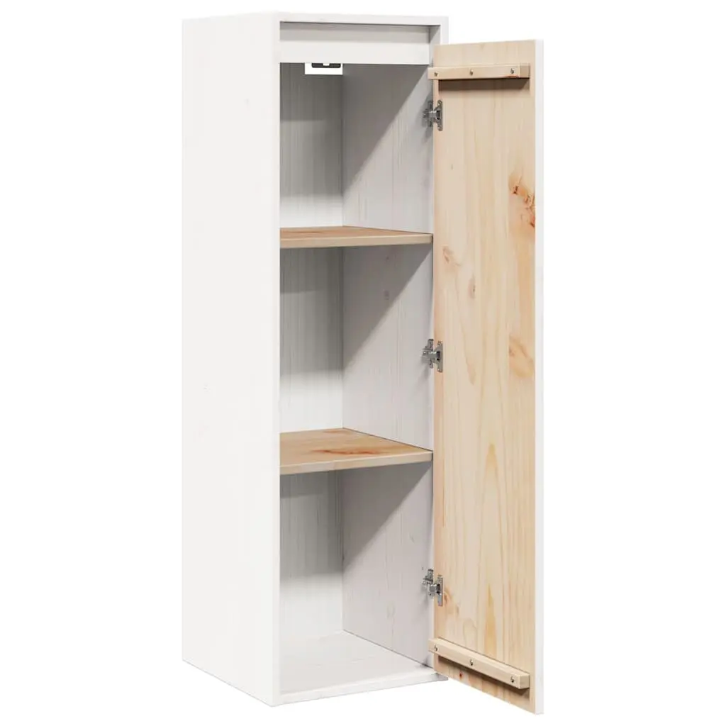 Wall Cabinet White Solid Wood 30x30x100 cm