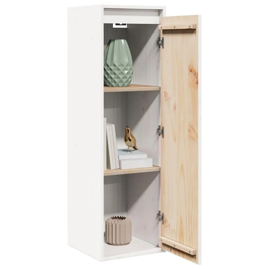 Wall Cabinet White Solid Wood 30x30x100 cm