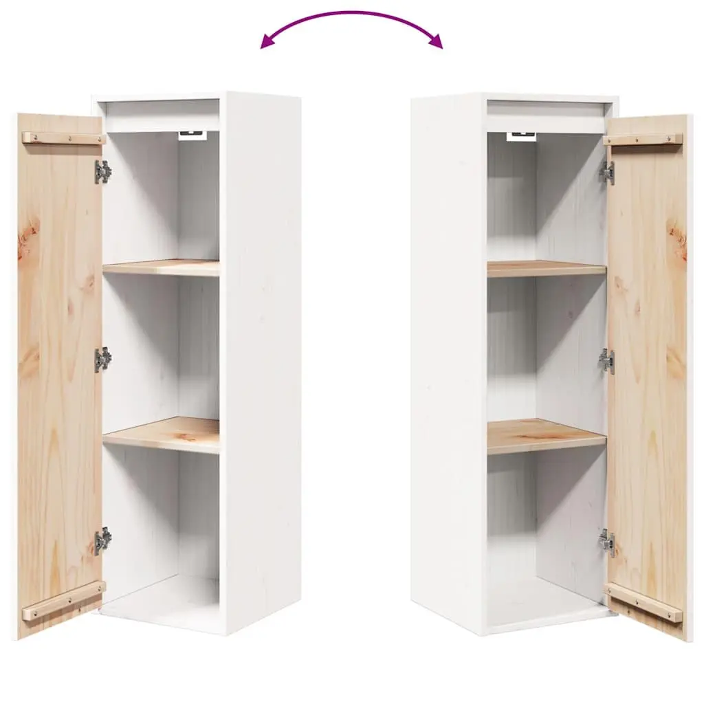Wall Cabinet White Solid Wood 30x30x100 cm