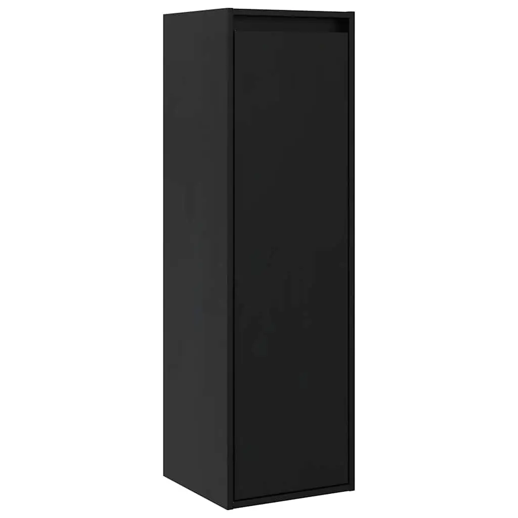 Wall Cabinets Black 30x30x100 cm Solid Pine 2 Piece Floating Storage Hanging Shelf