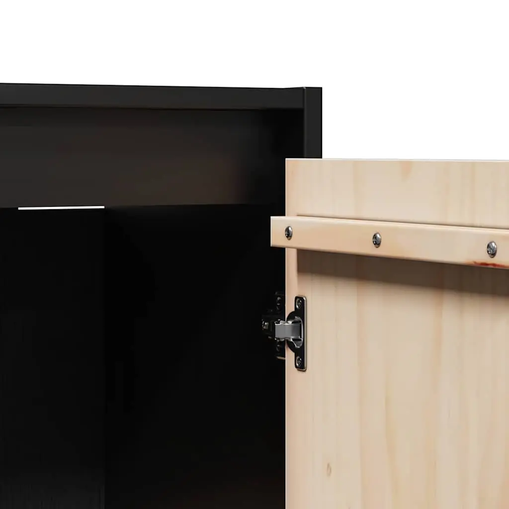 Wall Cabinets Black 30x30x100 cm Solid Pine 2 Piece Floating Storage Hanging Shelf