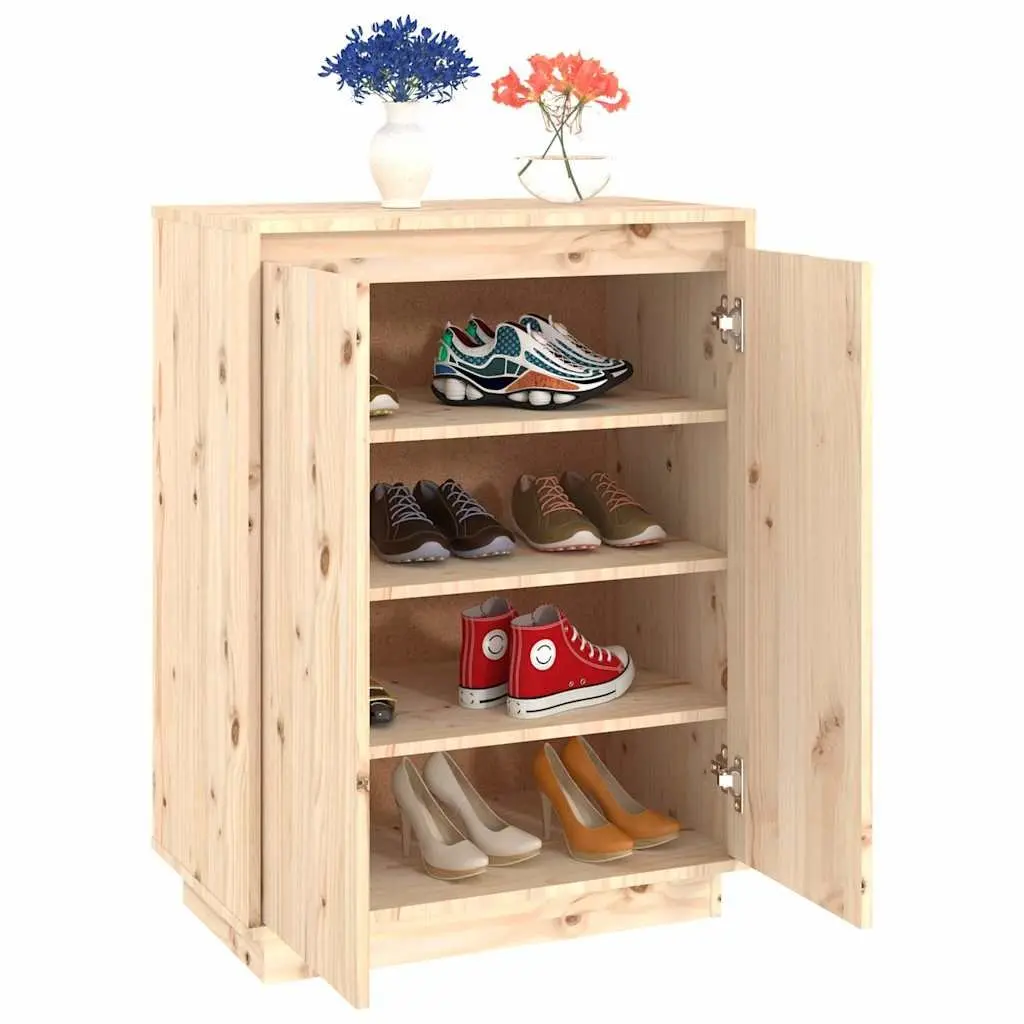 Shoe Cabinet Wooden Organizer Brown 60W x 35D x 80H cm