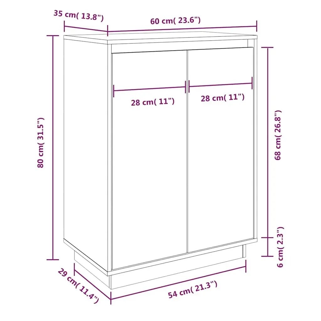 Shoe Cabinet Wooden Organizer Brown 60W x 35D x 80H cm