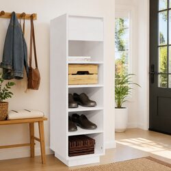 Friendly White Shoe Cabinet with Organized Storage