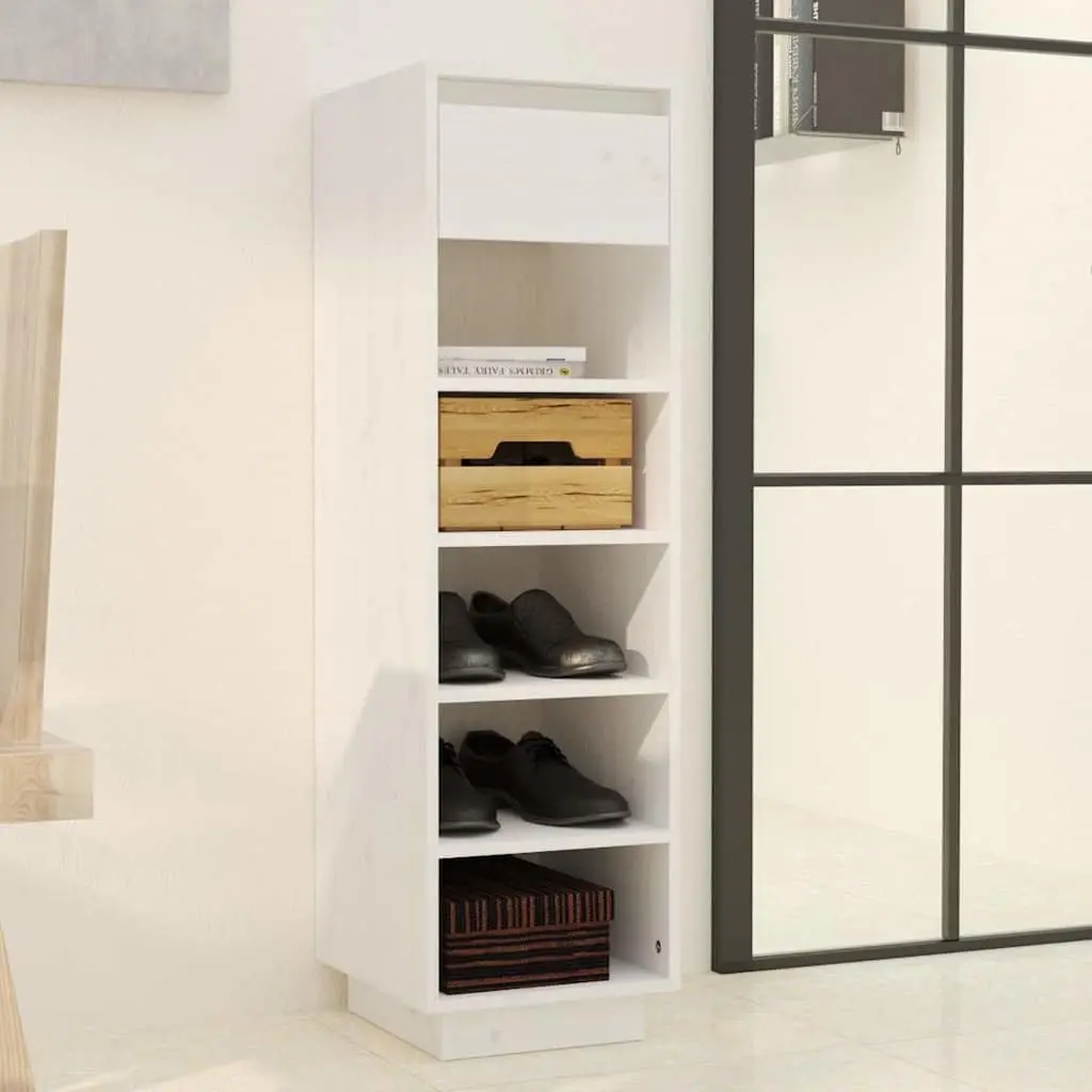 Shoe Cabinet White Storage Organiser 5 Compartments 1 Drawer