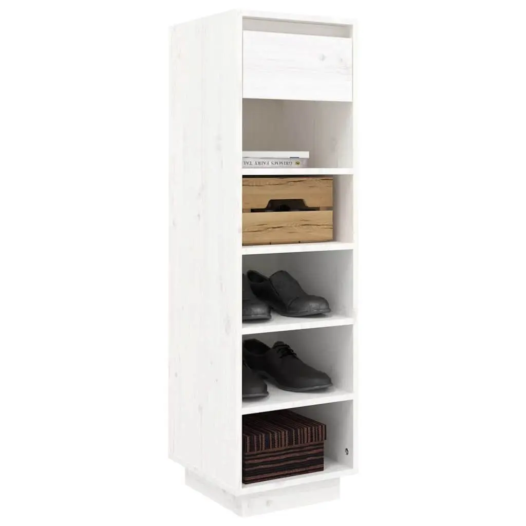 Shoe Cabinet White Storage Organiser 5 Compartments 1 Drawer