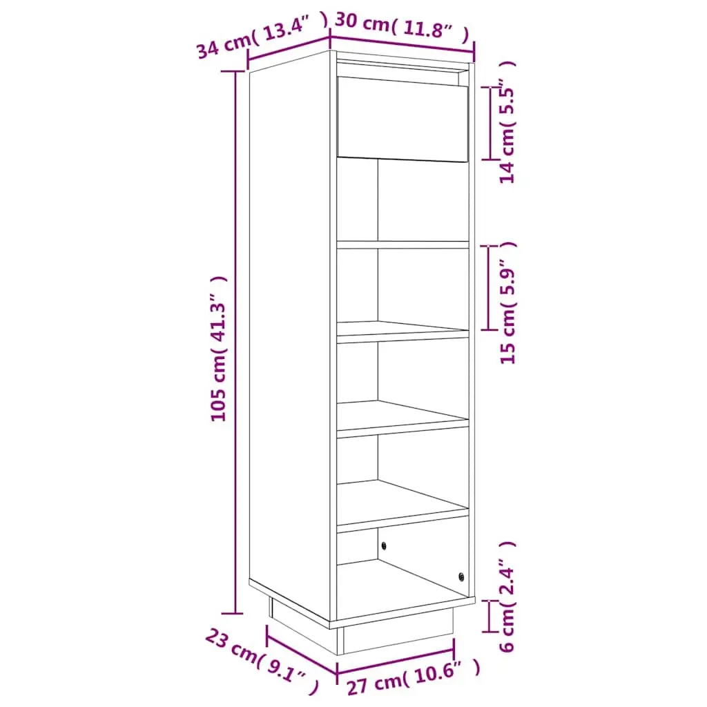 Shoe Cabinet White Storage Organiser 5 Compartments 1 Drawer