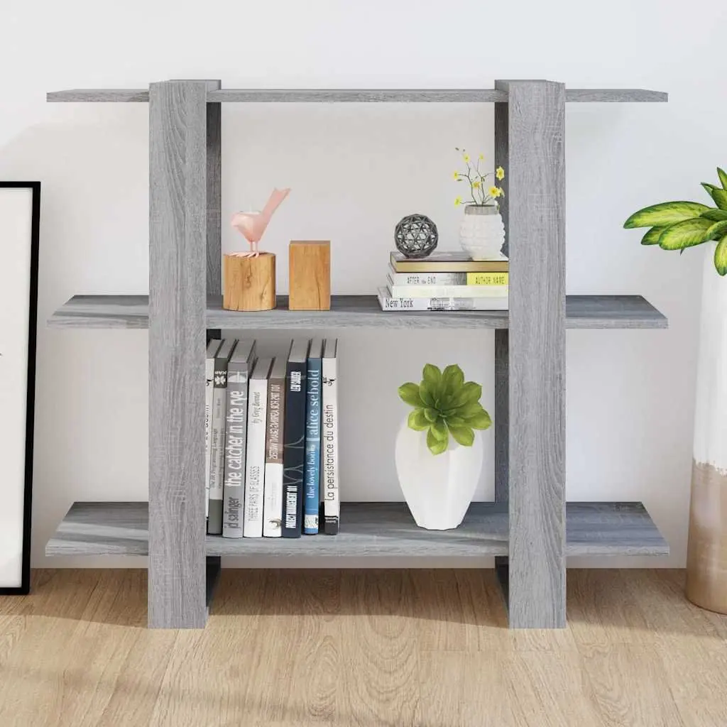 Book Cabinet Room Divider Grey Sonoma Bookshelf Storage Organiser 100x30x87cm