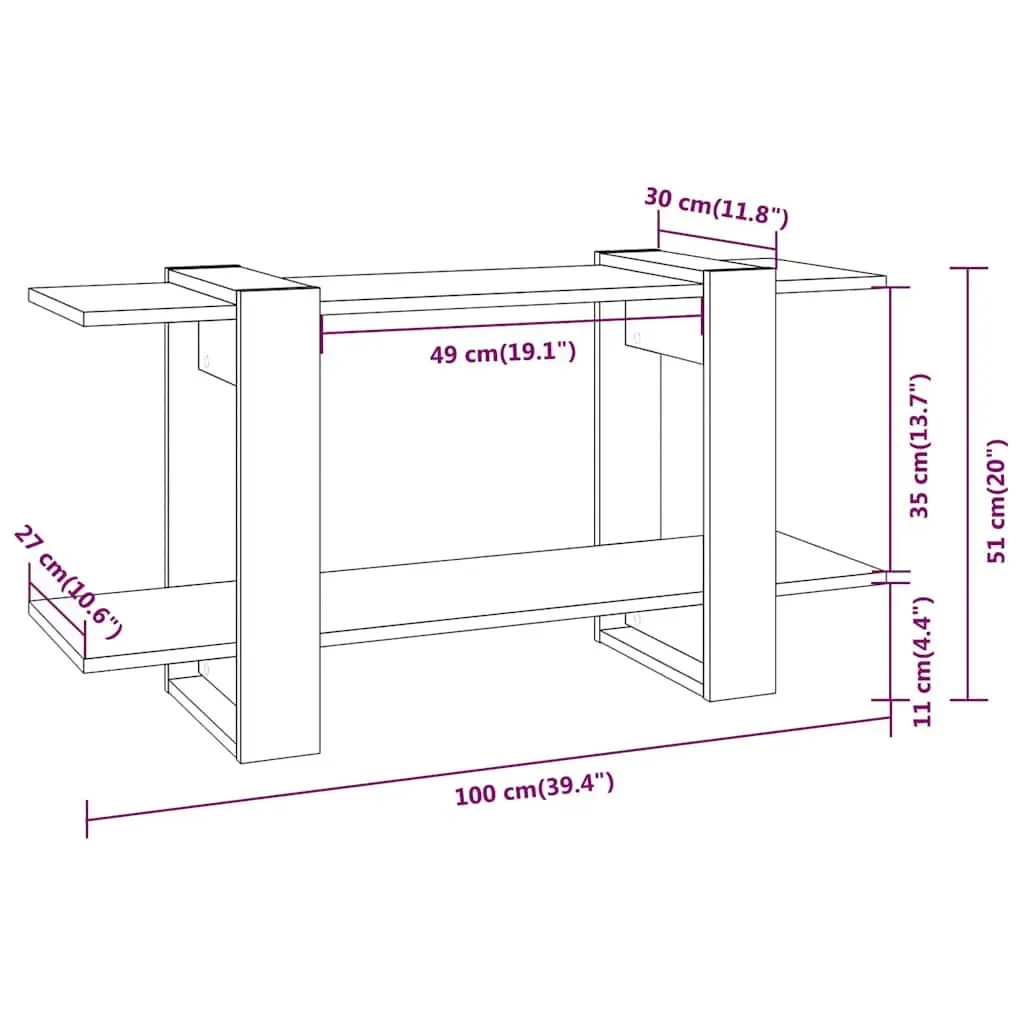 Book Cabinet Grey 100x30x51cm Shelving Unit Storage Organiser Display Furniture