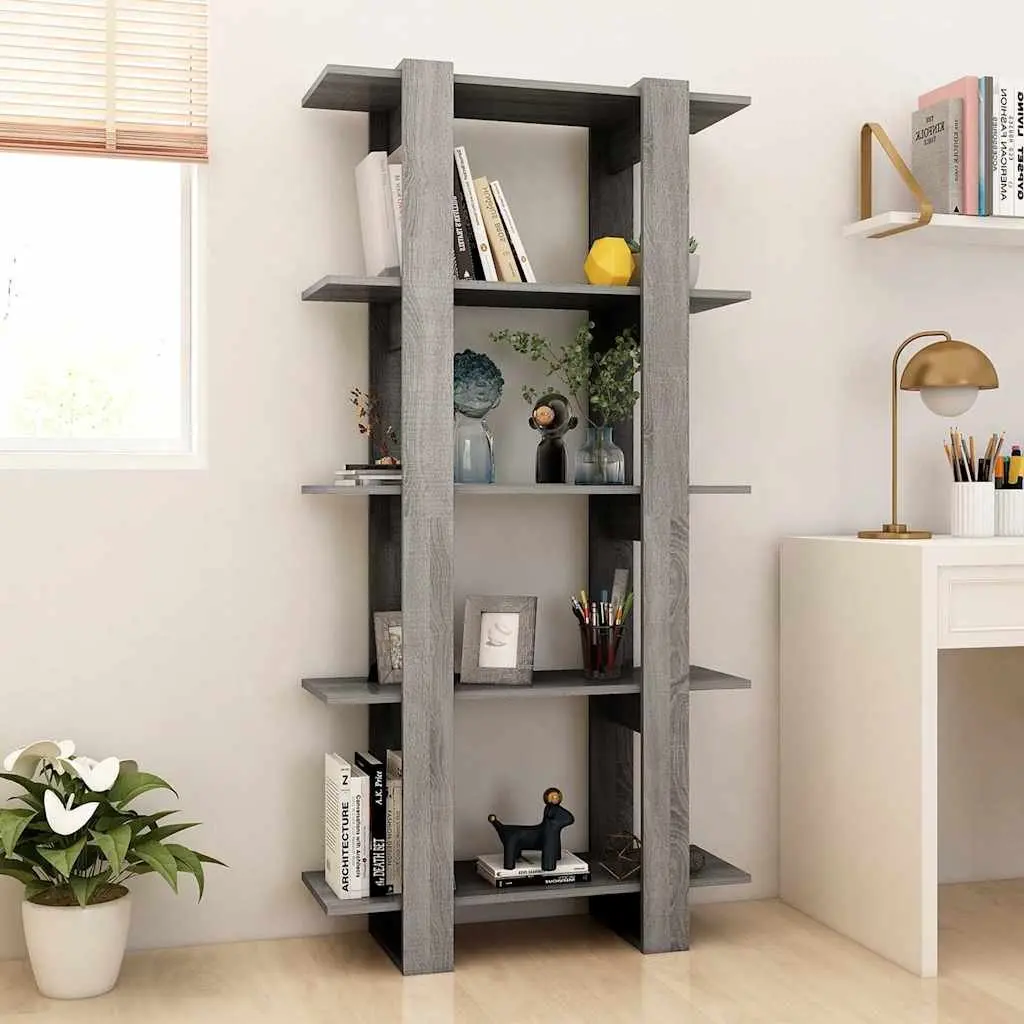 Book Cabinet Room Divider Grey Sonoma Engineered Wood Shelving Storage
