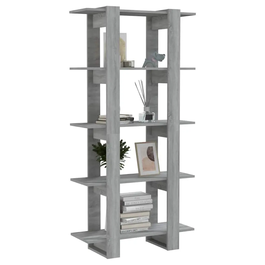 Book Cabinet Room Divider Grey Sonoma Engineered Wood Shelving Storage