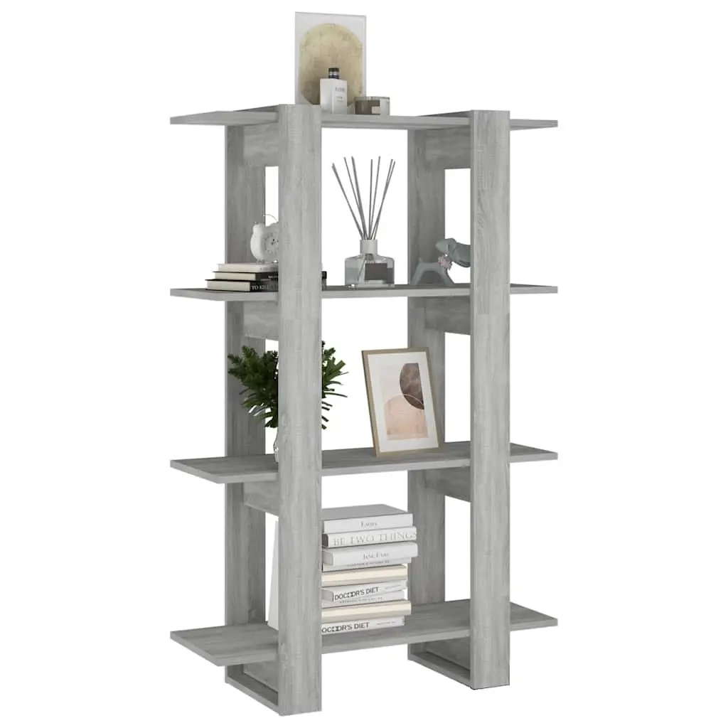 Book Cabinet Grey Wooden Shelving Unit 80 x 30 x 123.5 cm