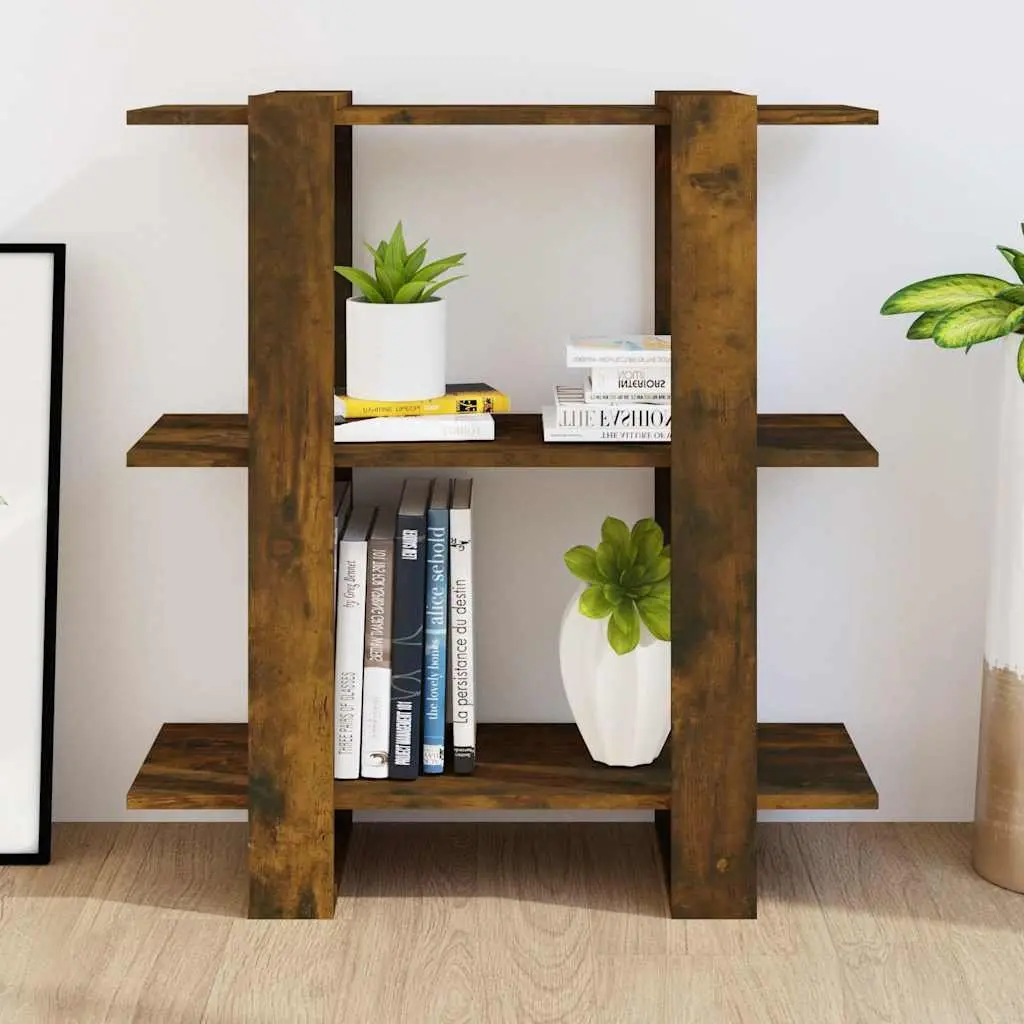 Book Cabinet Room Divider Brown Wooden Storage Shelving Unit 80W x 30D x 87H cm