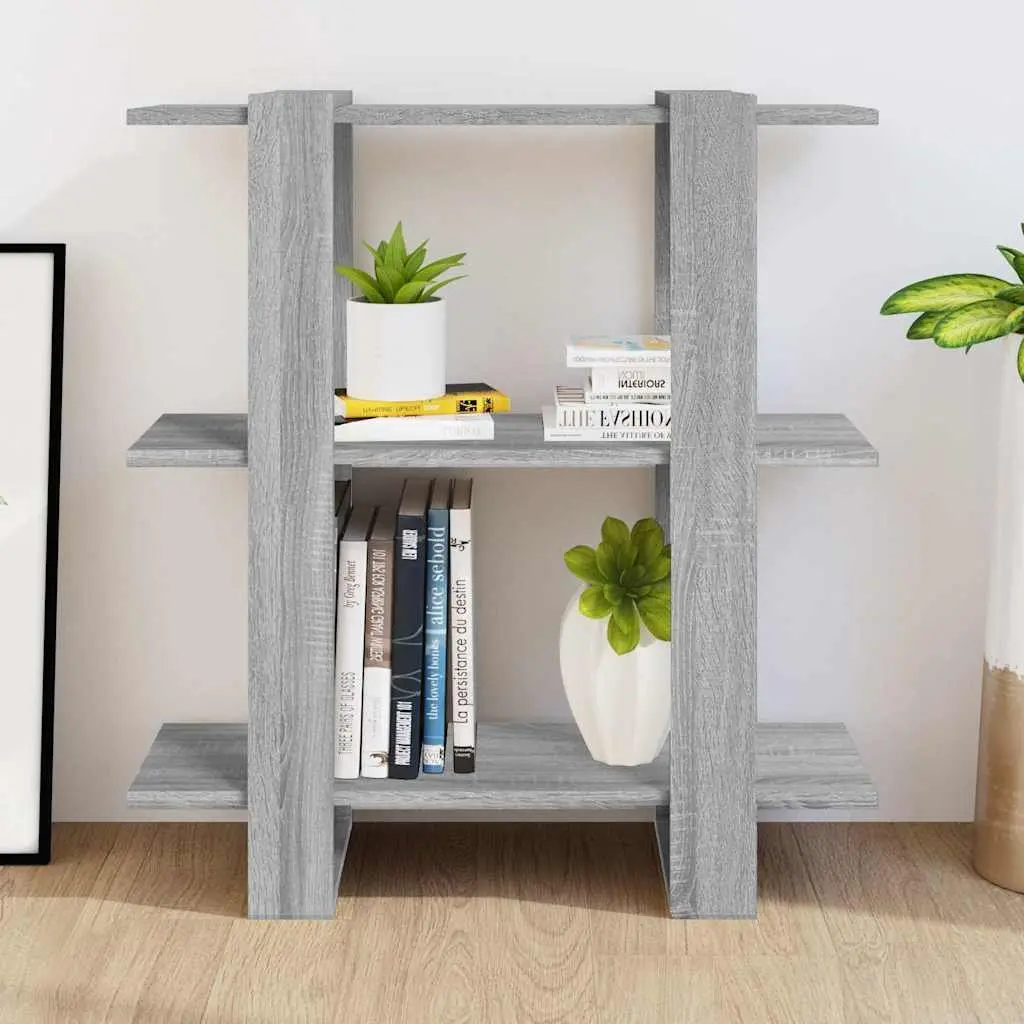 Book Cabinet Room Divider Grey 80x30x87cm Wooden Bookshelf Storage Organiser