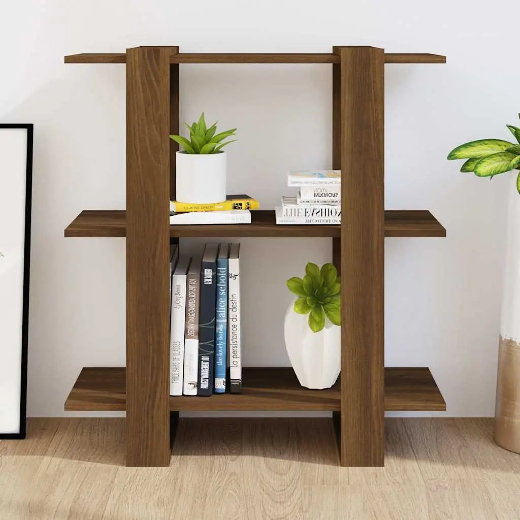Brown Oak Book Cabinet and Divider