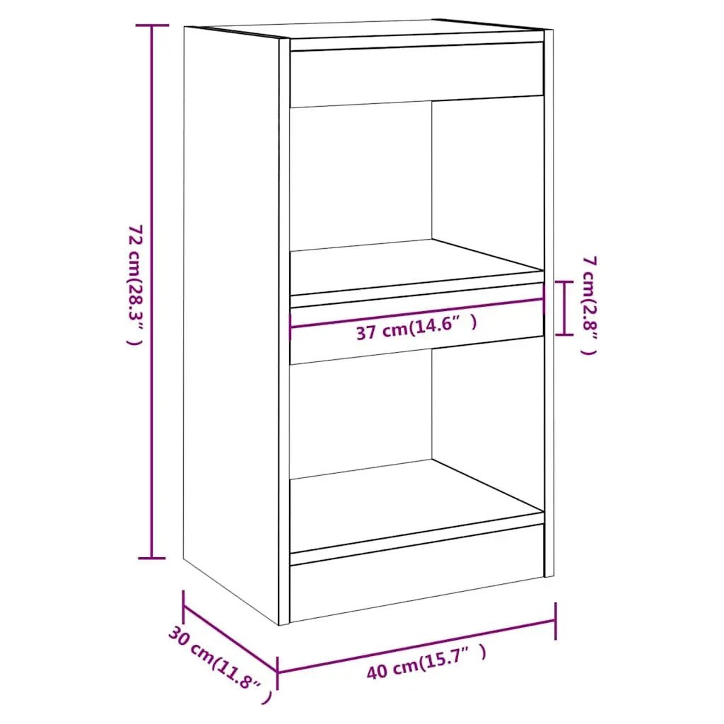 Book Cabinet Grey Room Divider Adjustable Shelving Storage Display Organiser 40 x 30 x 72 cm