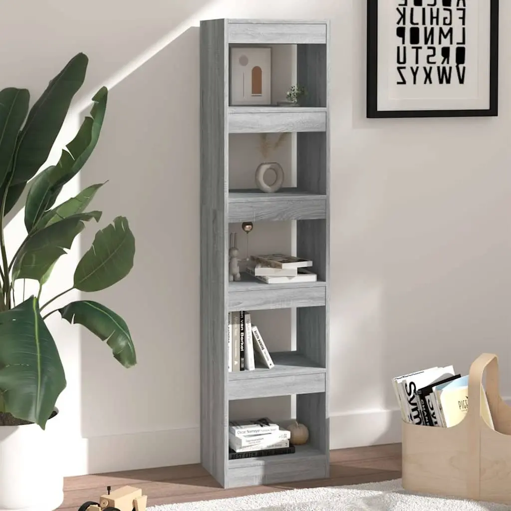 Book Cabinet Room Divider Shelf Grey Sonoma 40x30x166cm Storage Bookcase