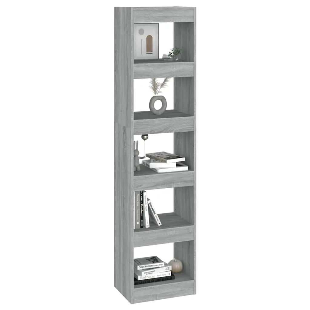 Book Cabinet Room Divider Shelf Grey Sonoma 40x30x166cm Storage Bookcase