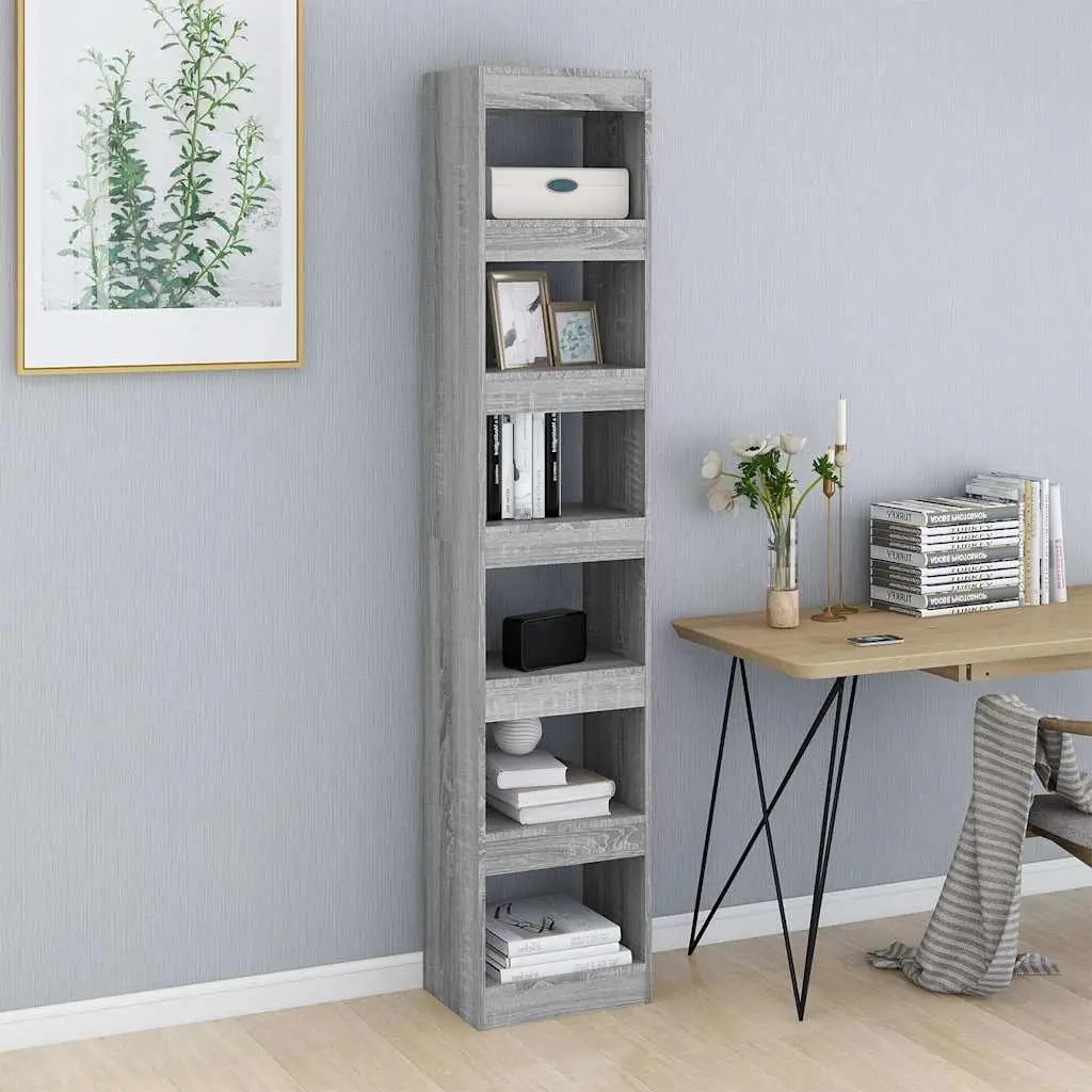 Book Cabinet Room Divider Grey Sonoma 40x30x198cm Shelving Storage Unit
