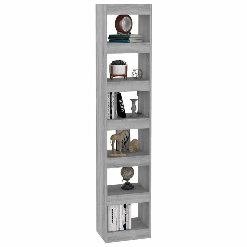 Book Cabinet Room Divider Grey Sonoma 40x30x198cm Shelving Storage Unit