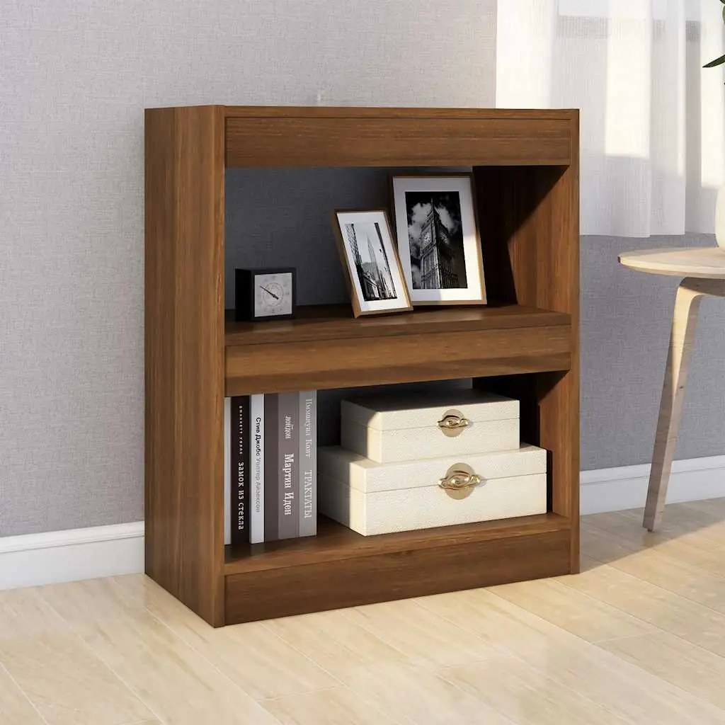Book Cabinet Brown Oak Room Divider Shelving Unit 60W x 30D x 72H cm