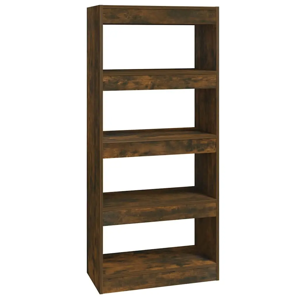 Book Cabinet Room Divider Smoked Oak Engineered Wood 60W x 30D x 135H cm