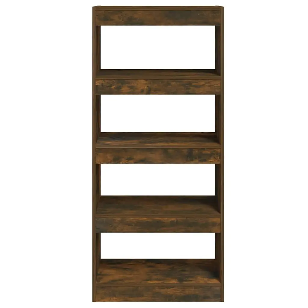 Book Cabinet Room Divider Smoked Oak Engineered Wood 60W x 30D x 135H cm